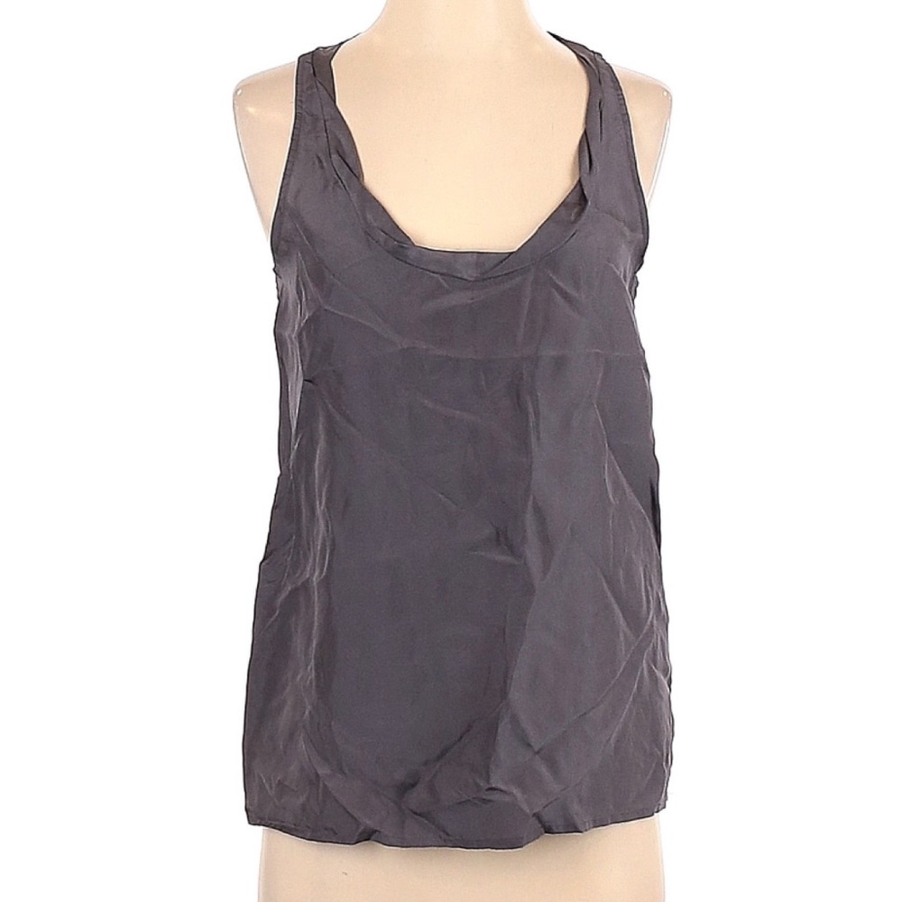 J.Crew grey with purple undertones 100% silk twist neck sleeveless top - 8